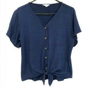 Weatherproof women's blouse size medium navy tie front